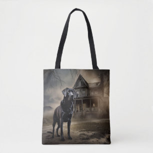 Black Labrador Halloween Scary Tote Bag
