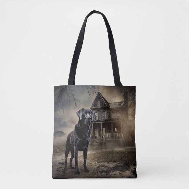 Black Labrador Halloween Scary Tote Bag (Front)