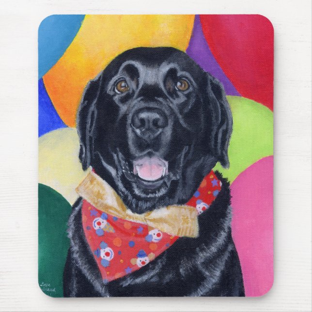 Black Labrador Happy Birthay Painting Mouse Mat (Front)