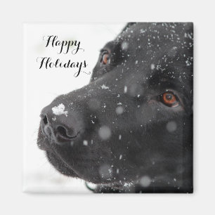 Black Labrador Happy Holidays Magnet