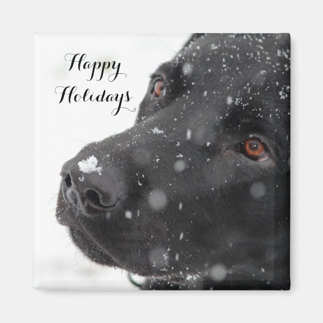 Black Labrador Happy Holidays Magnet (Front)