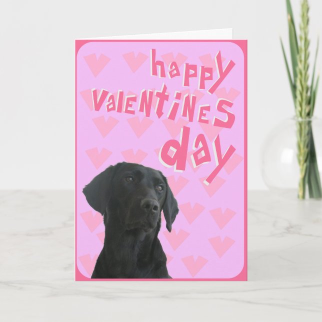 Black Labrador Happy Valentine's Day Greeting Card (Front)