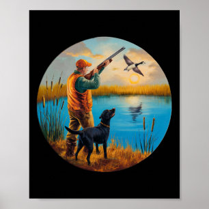 Black Labrador Hunting Lab. Hunting Goose Waterfow Poster