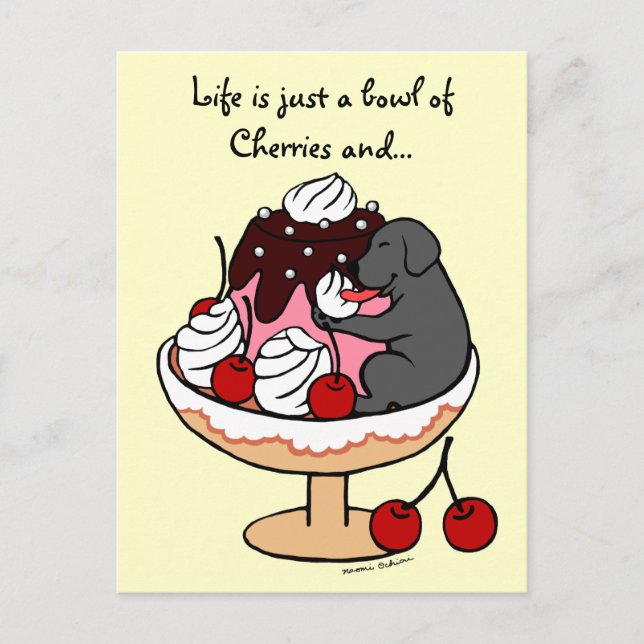 Black Labrador & Ice Cream Sundae Postcard (Front)