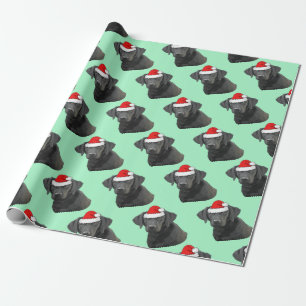 Black Labrador in a Santa Hat Coffee   Wrapping Paper