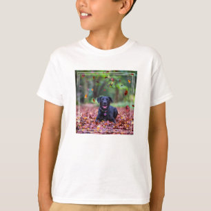 Black Labrador In Fall Leaves T-Shirt