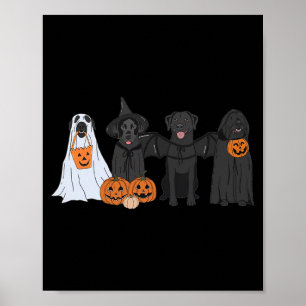Black Labrador In Ghost Halloween Costume Ghost Poster
