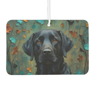 Black Labrador in Leaves Car Air Freshener