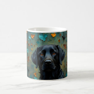 Black Labrador in Leaves Coffee Mug