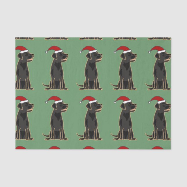 Black Labrador in Santa Hat Christmas Tissue Paper (Front)