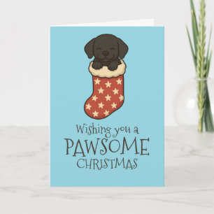 Black Labrador in Stocking Christmas Holiday Card