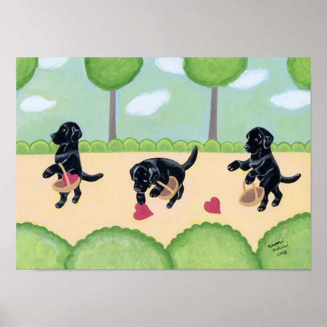 Black Labrador in the Forest Artwork Poster (Front)