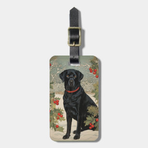 Black Labrador in Winter Luggage Tag