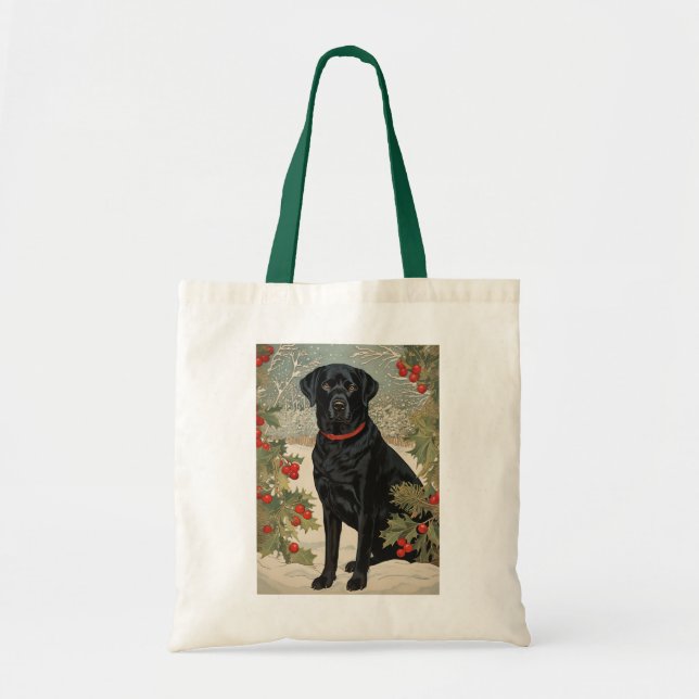Black Labrador in Winter Tote Bag (Front)