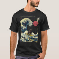Black Labrador Japanese Kanagawa Wave Funny Surf D