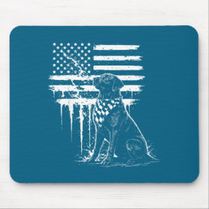 Black Labrador Lab American Flag Design Mouse Mat