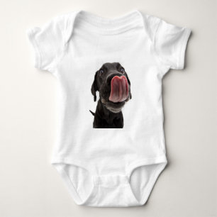 Black Labrador Licking Its Nose Baby Bodysuit