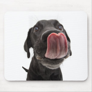 Black Labrador Licking Its Nose Mouse Mat