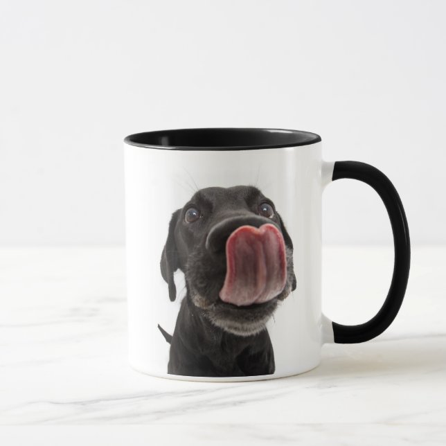 Black Labrador Licking Its Nose Mug (Right)