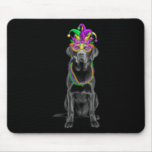 Black Labrador Mardi Gras Costume Beads Mask Mouse Mat