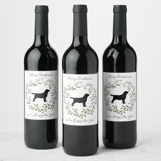 Black Labrador Merry Christmas Labrador Retriever Wine Label Zazzle.co.uk