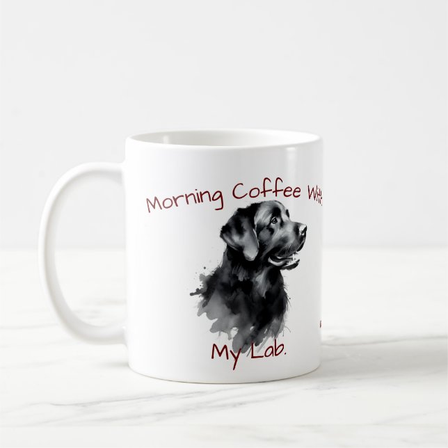  Black  Labrador Morning Coffee/PERSONALIZE Coffee Mug (Left)