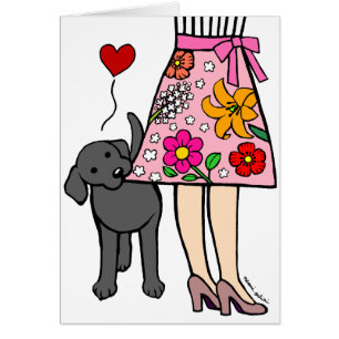 Black Labrador & Mum's Skirt Cartoon