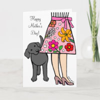 Black Labrador & Mum's Skirt Cartoon