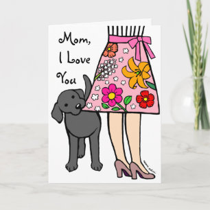Black Labrador & Mum's Skirt Cartoon Card