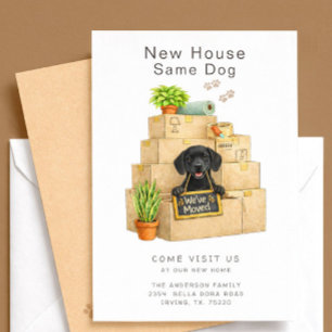 Black Labrador New House Moving Announcement