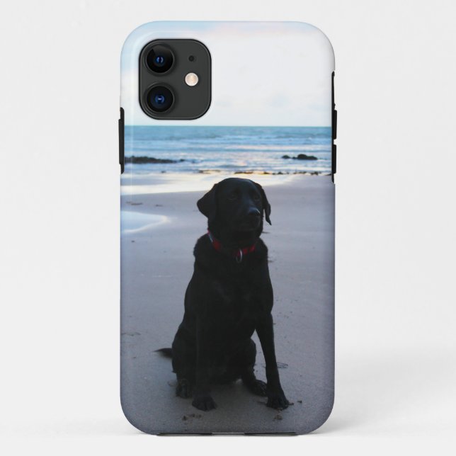 Black Labrador on a beach Case-Mate iPhone Case (Back)