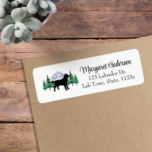 Black Labrador Outline Evergreen Return Address