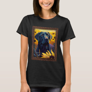Black Labrador Painting Sunflower Flower Mom Women T-Shirt