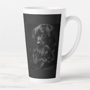 Black Labrador, parent and child, Hug of love Latte Mug