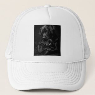 Black Labrador, parent and child, Hug of love Trucker Hat