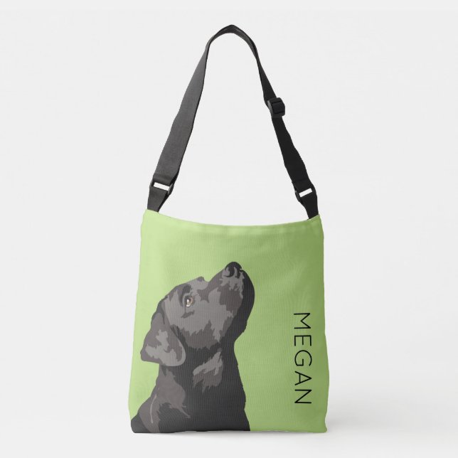 Black Labrador Personalised Cross Body Bag (Front)