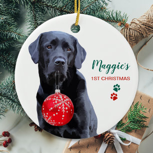 Black Labrador Personalised Cute Dog Christmas Ceramic Tree Decoration