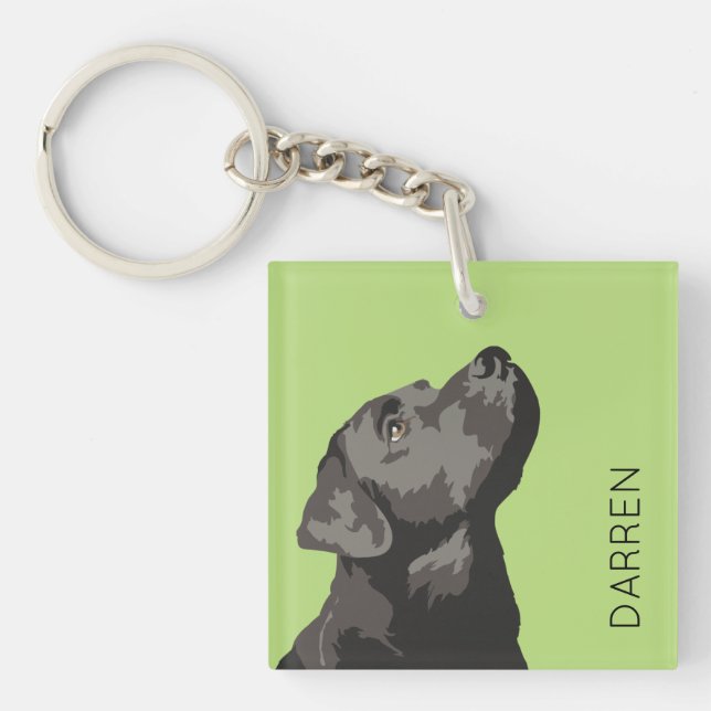 Black Labrador Personalised Key Ring Chain (Front)