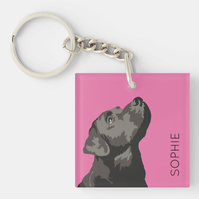 Black Labrador Personalised Key Ring Chain (Front)