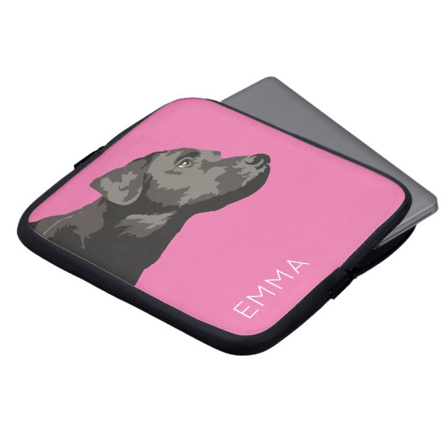 Black Labrador Personalised Laptop Sleeve (Front Top)