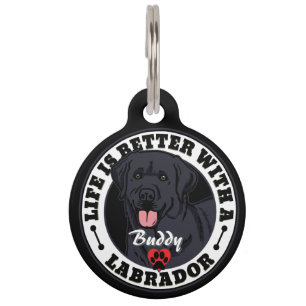 Black Labrador Personalised Life Is Better Pet Tag