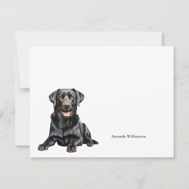 Black Labrador Personalised Note Card (Front)