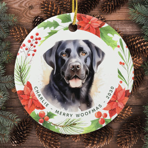 Black Labrador Personalized Pet Dog Christmas Ceramic Tree Decoration