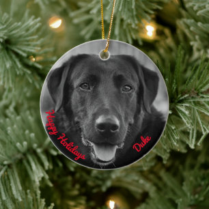 Black Labrador Photo Pet Dog Ceramic Tree Decoration