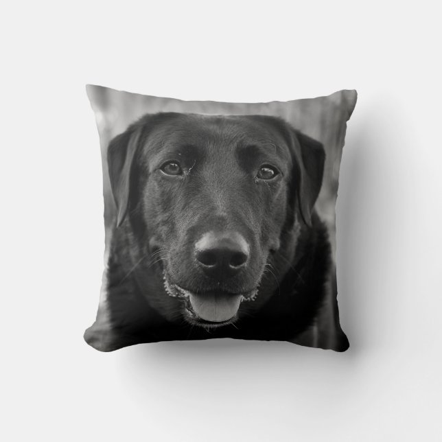 Black Labrador Photo Pet Dog  Cushion (Front)