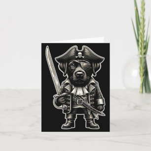 Black Labrador Pirate Dog Halloween Party Card