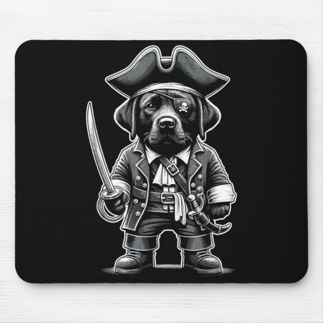 Black Labrador Pirate Dog Halloween Party Mouse Mat (Front)
