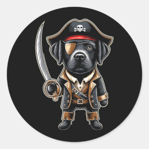 Black Labrador Pirate Dog Halloween Party T-Shirt2 Classic Round Sticker
