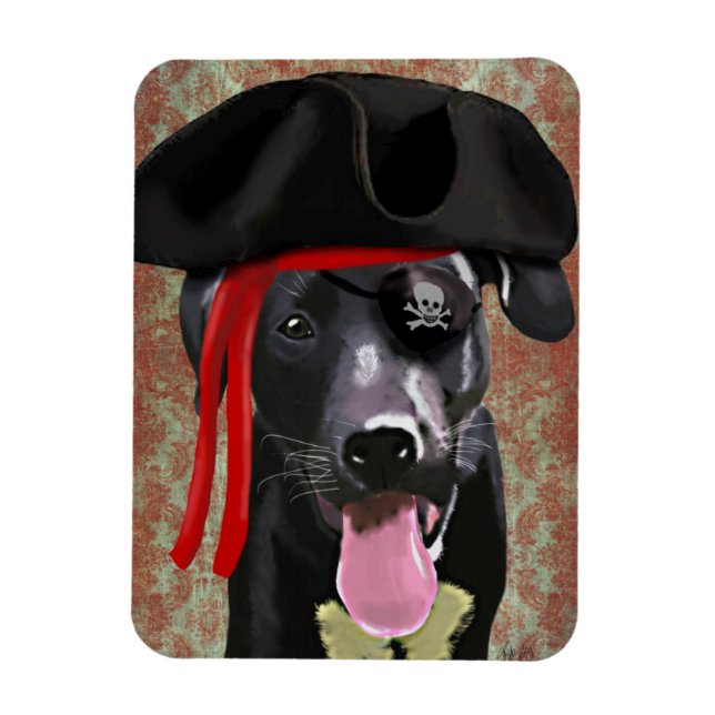 Black Labrador Pirate Dog Magnet (Vertical)