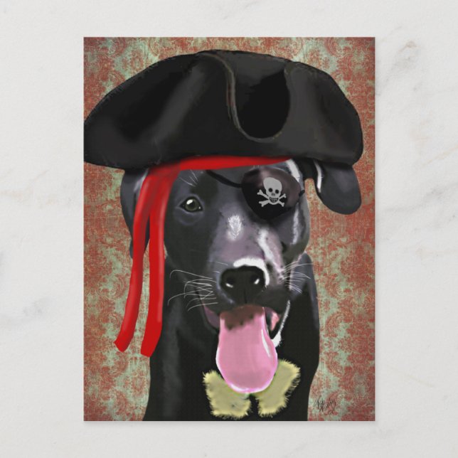 Black Labrador Pirate Dog Postcard (Front)
